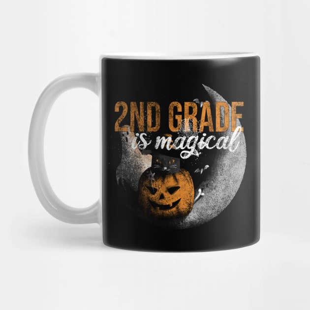 2nd Grade Halloween Magic - Vintage Black Cat and Pumpkin by Rishirt